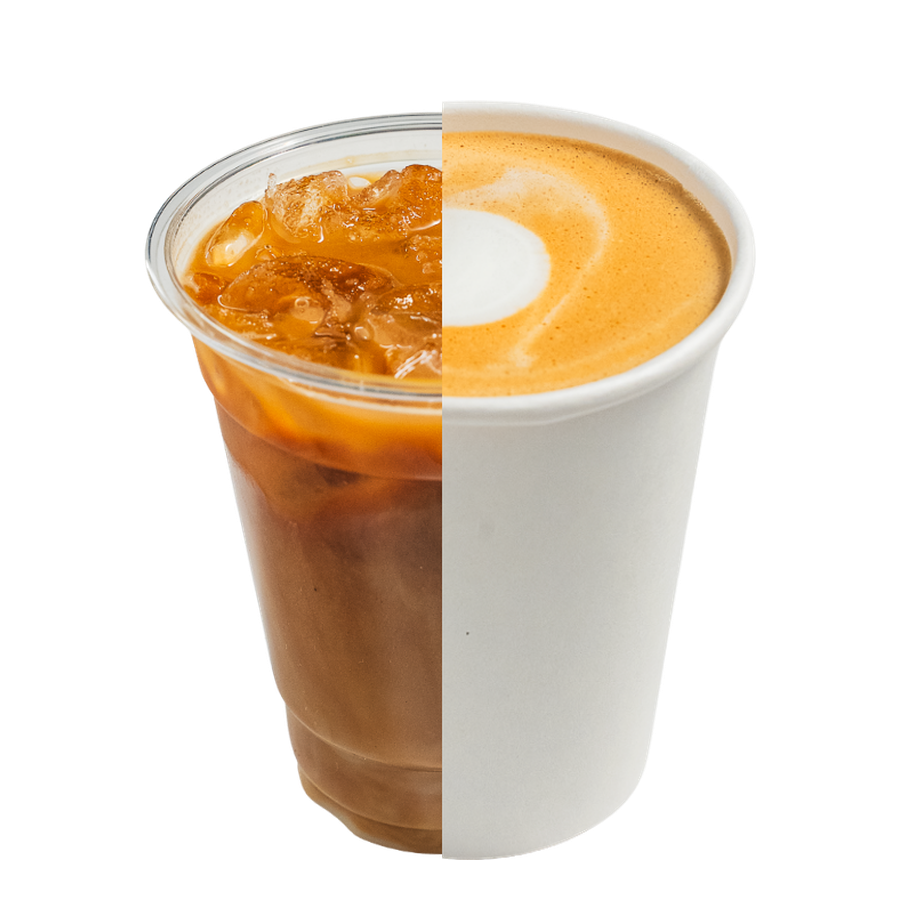 Every drink can be served hot or iced