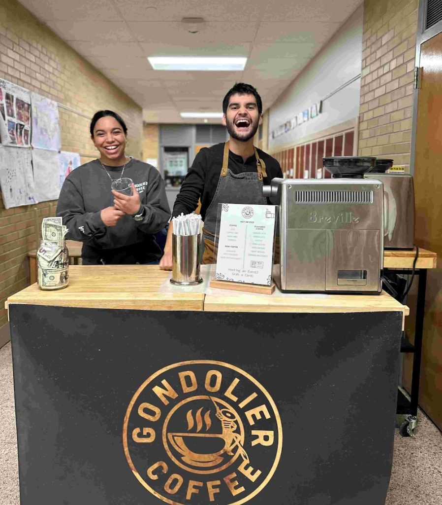 Gondolier Coffee barista team providing friendly Minneapolis coffee cart service for weddings and events