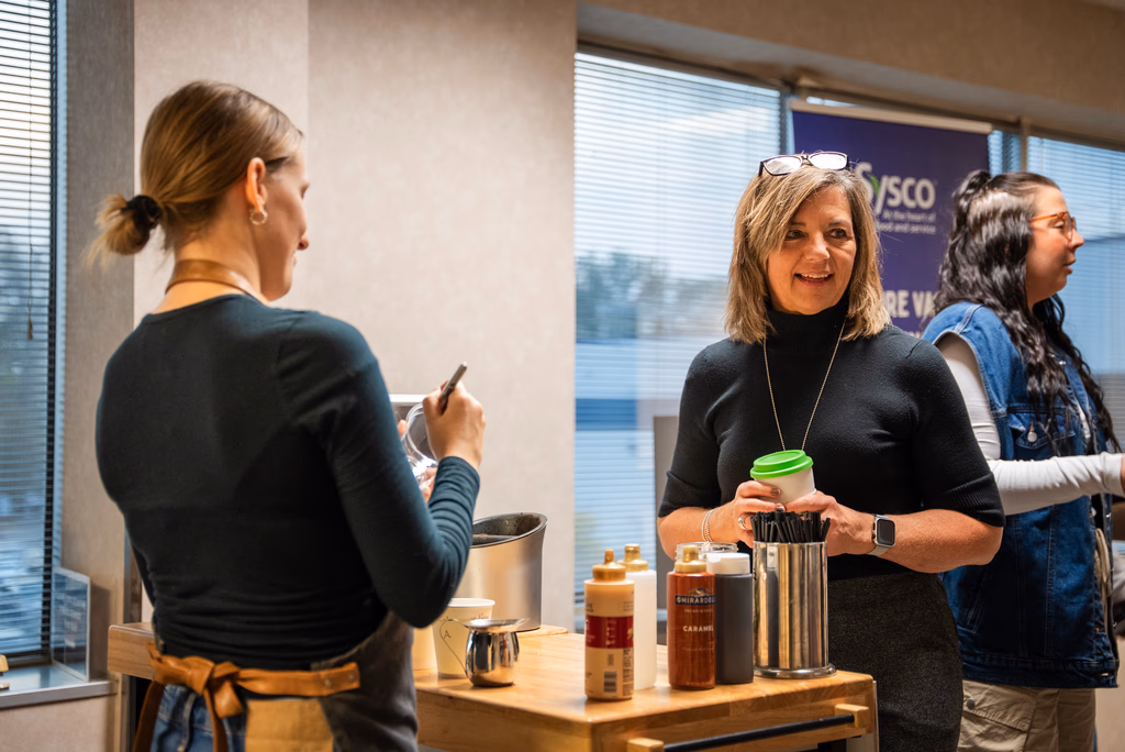 Iced drinks served at a Gondolier Coffee catered indoor event